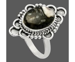 Mexican Cabbing Fossil Ring size-8.5 SDR227577 R-1229, 10x14 mm