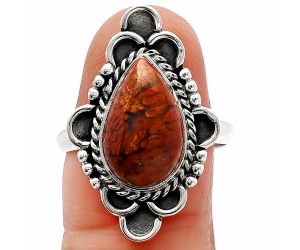 Red Moss Agate Ring size-8.5 SDR227584 R-1229, 9x15 mm