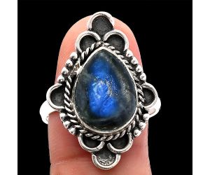 Blue Fire Labradorite Ring size-9 SDR227600 R-1229, 10x14 mm