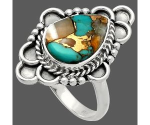 Spiny Oyster Turquoise Ring size-8 SDR227601 R-1229, 9x13 mm
