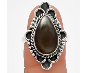 Gray Moonstone Ring size-8 SDR227628 R-1229, 9x16 mm