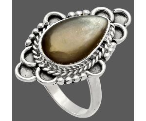 Gray Moonstone Ring size-8 SDR227628 R-1229, 9x16 mm