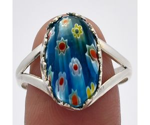 Millefiori Murano Glass Ring size-9.5 SDR227643 R-1576, 10x17 mm