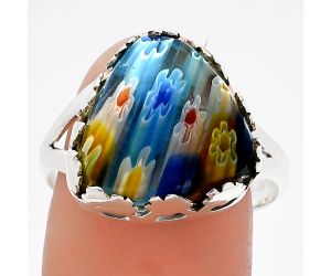 Millefiori Murano Glass Ring size-9.5 SDR227677 R-1576, 14x15 mm