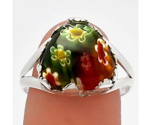 Millefiori Murano Glass Ring size-9 SDR227678 R-1576, 13x13 mm