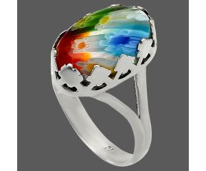 Millefiori Murano Glass Ring size-10 SDR227684 R-1576, 9x16 mm