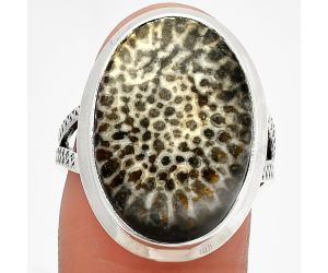 Stingray Coral Ring size-8 SDR227801 R-1008, 14x20 mm