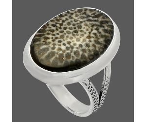 Stingray Coral Ring size-8 SDR227801 R-1008, 14x20 mm