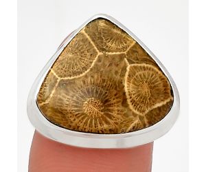 Flower Fossil Coral Ring size-8 SDR227829 R-1008, 17x19 mm