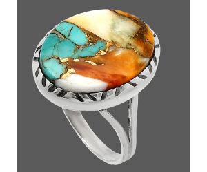 Spiny Oyster Turquoise Ring size-9 SDR228003 R-1074, 14x18 mm