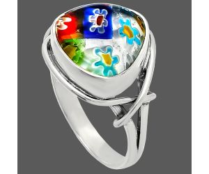 Millefiori Murano Glass Ring size-8 SDR228028 R-1074, 12x12 mm