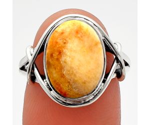 Honey Aragonite Ring size-8 SDR228139 R-1054, 10x14 mm