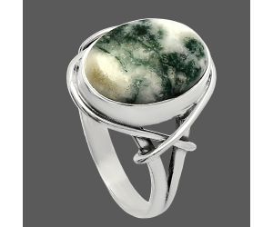 Tree Weed Moss Agate Ring size-8.5 SDR228144 R-1054, 10x14 mm