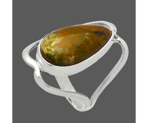 Rhyolite - Rainforest Jasper Ring size-7 SDR228349 R-1246, 10x18 mm