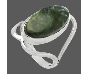Russian Seraphinite Ring size-7.5 SDR228365 R-1246, 10x18 mm