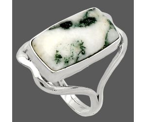 Tree Weed Moss Agate Ring size-9 SDR228391 R-1246, 10x18 mm