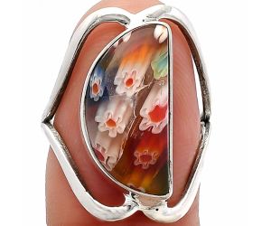 Millefiori Murano Glass Ring size-7 SDR228463 R-1246, 9x19 mm