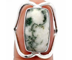 Tree Weed Moss Agate Ring size-8 SDR228469 R-1246, 10x18 mm