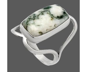Tree Weed Moss Agate Ring size-8 SDR228469 R-1246, 10x18 mm