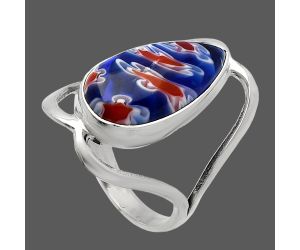 Millefiori Murano Glass Ring size-7 SDR228470 R-1246, 10x18 mm