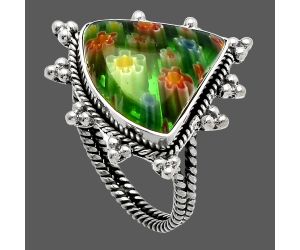 Millefiori Murano Glass Ring size-10 SDR228529 R-1234, 18x18 mm