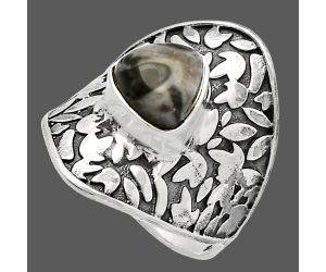 Mexican Cabbing Fossil Ring size-6.5 SDR228666 R-1370, 8x8 mm