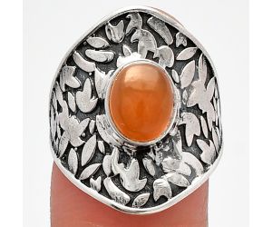 Peach Moonstone Ring size-7 SDR228671 R-1370, 7x8 mm