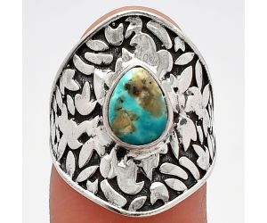 Natural Rare Turquoise Nevada Aztec Mt Ring size-6 SDR228683 R-1370, 7x9 mm