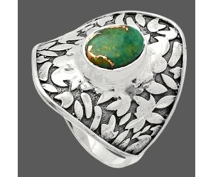 Kingman Copper Teal Turquoise Ring size-8 SDR228703 R-1370, 6x8 mm