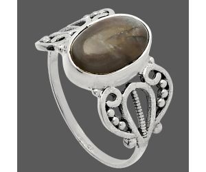 Gray Moonstone Ring size-9 SDR228734 R-1309, 8x12 mm