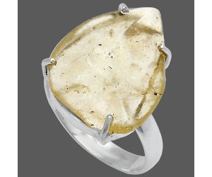 Golden Tektite Libyan Desert Glass Ring size-7 SDR228819 R-1052, 16x19 mm