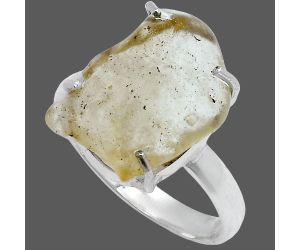 Golden Tektite Libyan Desert Glass Ring size-9.5 SDR228820 R-1052, 13x17 mm