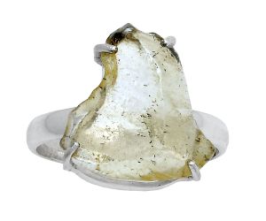 Golden Tektite Libyan Desert Glass Ring size-9 SDR228821 R-1052, 16x17 mm