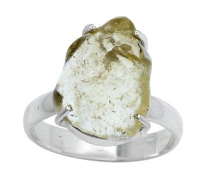 Golden Tektite Libyan Desert Glass Ring size-6 SDR228822 R-1052, 11x14 mm