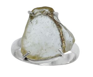 Golden Tektite Libyan Desert Glass Ring size-8 SDR228831 R-1052, 16x16 mm