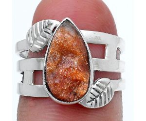 Sunstone Rough Ring size-6 SDR228851 R-1400, 7x13 mm