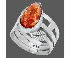 Sunstone Rough Ring size-6 SDR228851 R-1400, 7x13 mm
