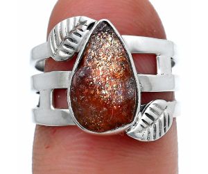 Sunstone Rough Ring size-6 SDR228852 R-1400, 8x13 mm