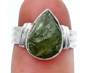 Green Apatite Rough Ring size-6.5 SDR228871 R-1470, 9x13 mm