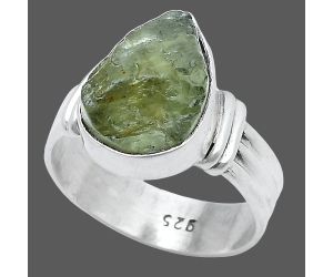 Green Apatite Rough Ring size-6.5 SDR228871 R-1470, 9x13 mm