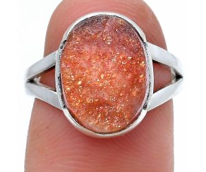 Sunstone Rough Ring size-6.5 SDR228903 R-1438, 10x14 mm