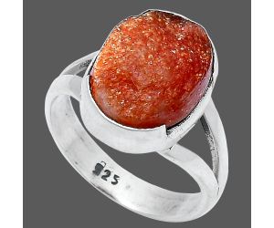 Sunstone Rough Ring size-6.5 SDR228903 R-1438, 10x14 mm
