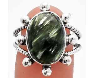 Russian Seraphinite Ring size-8 SDR228980 R-1268, 11x15 mm