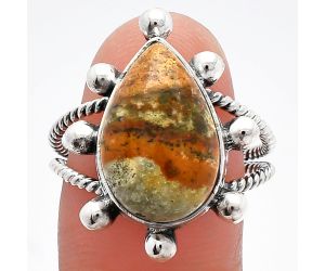Rocky Butte Picture Jasper Ring size-9 SDR229021 R-1268, 11x16 mm