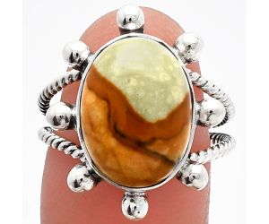 Rocky Butte Picture Jasper Ring size-8 SDR229034 R-1268, 11x15 mm