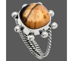 Palm Root Fossil Agate Ring size-9.5 SDR229037 R-1268, 13x13 mm