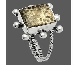 Stingray Coral Ring size-8 SDR229090 R-1268, 11x13 mm