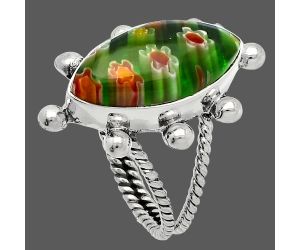 Millefiori Murano Glass Ring size-8 SDR229118 R-1268, 9x19 mm
