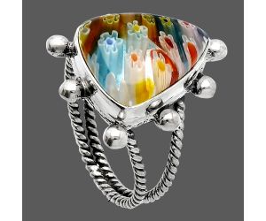 Millefiori Murano Glass Ring size-9 SDR229199 R-1268, 14x16 mm