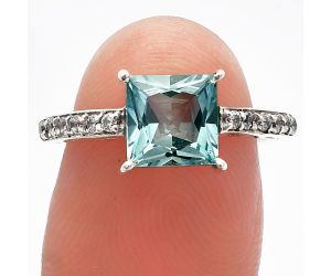 Sky Blue Topaz and Zircon Ring size-6 SDR229218 R-1718, 7x7 mm